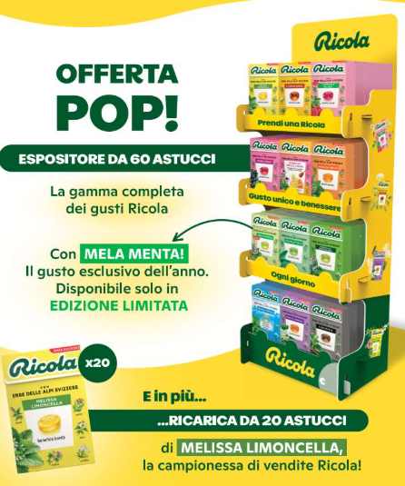 ESPOSITORE RICOLA Pz.60+ 20 RICARICA RICOLA MELISSA DAL 30/08/2026